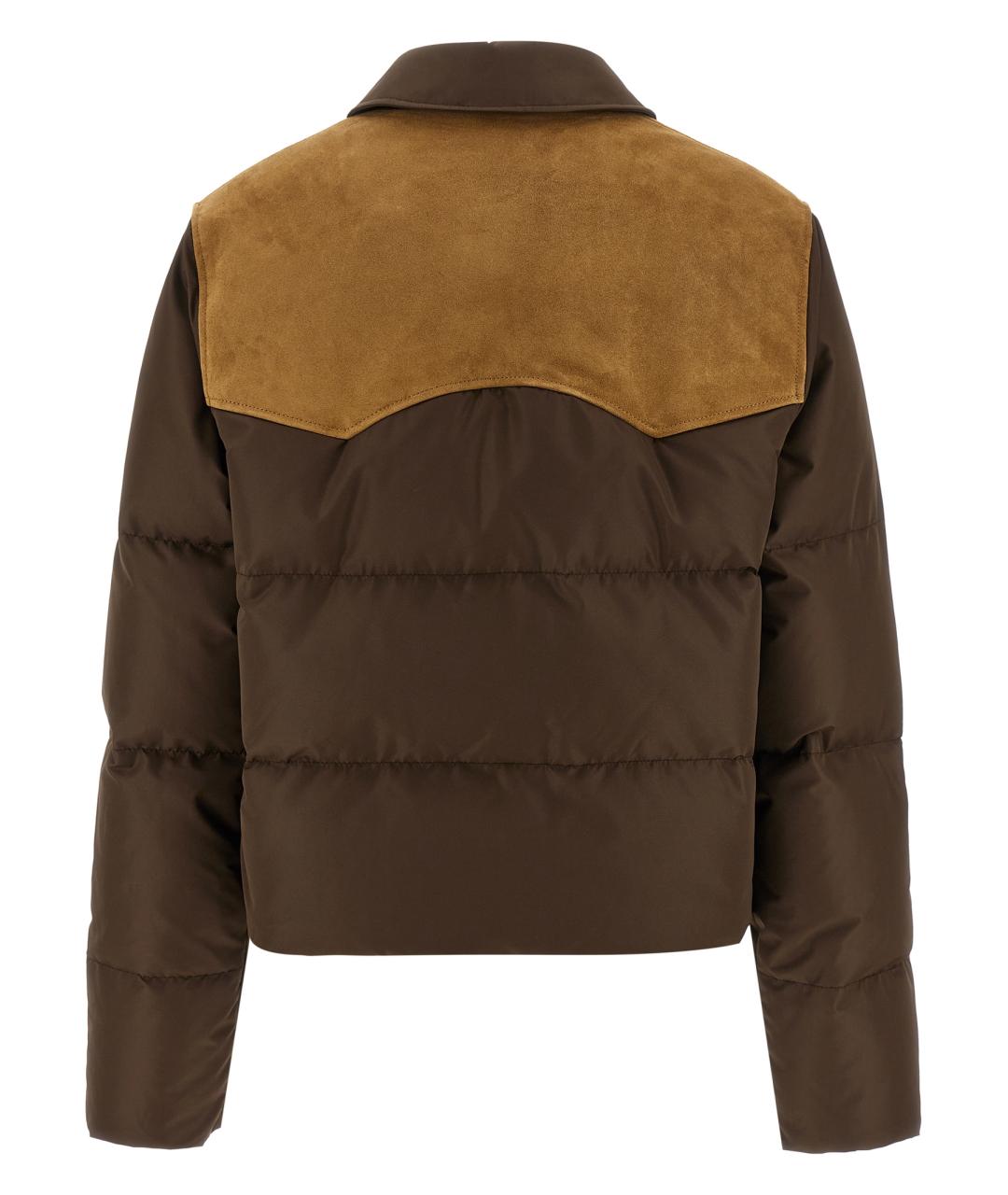 MIU MIU Коричневый полиэстеровый пуховик, фото 2