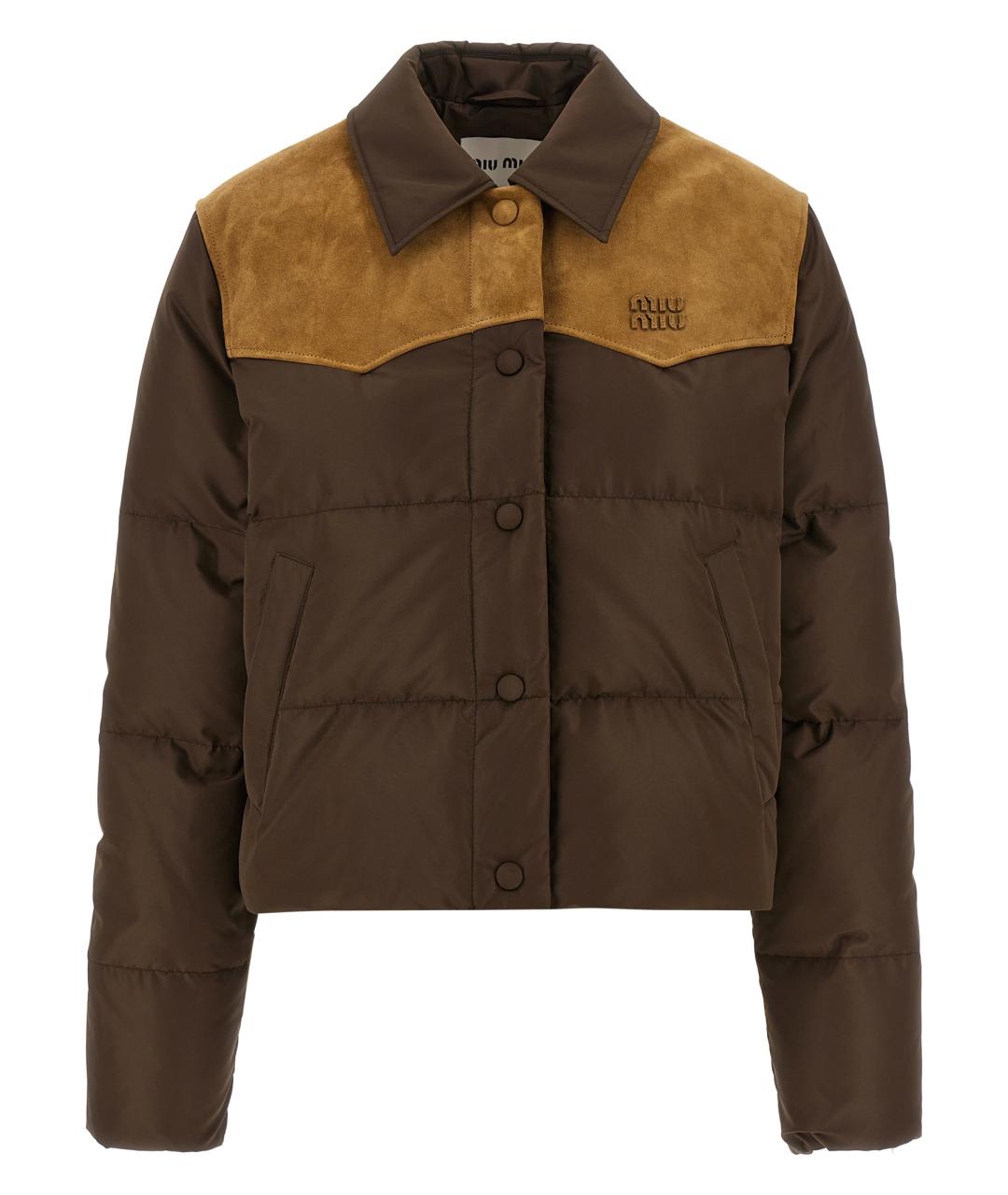MIU MIU Коричневый полиэстеровый пуховик, фото 1