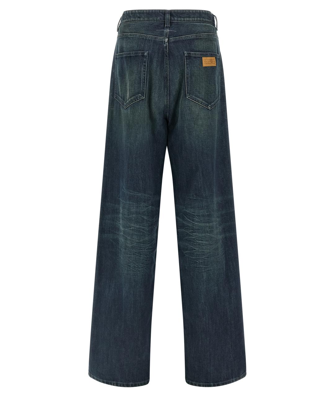 MM6 MAISON MARGIELA Синие хлопковые прямые джинсы, фото 2