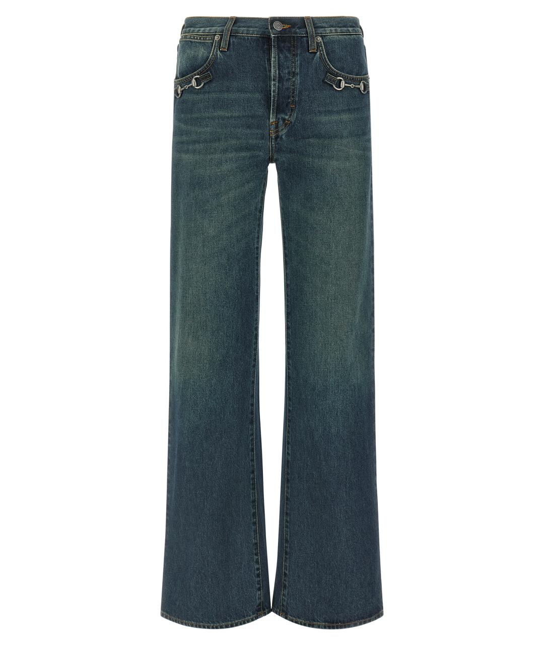 GUCCI Синие хлопковые прямые джинсы, фото 1