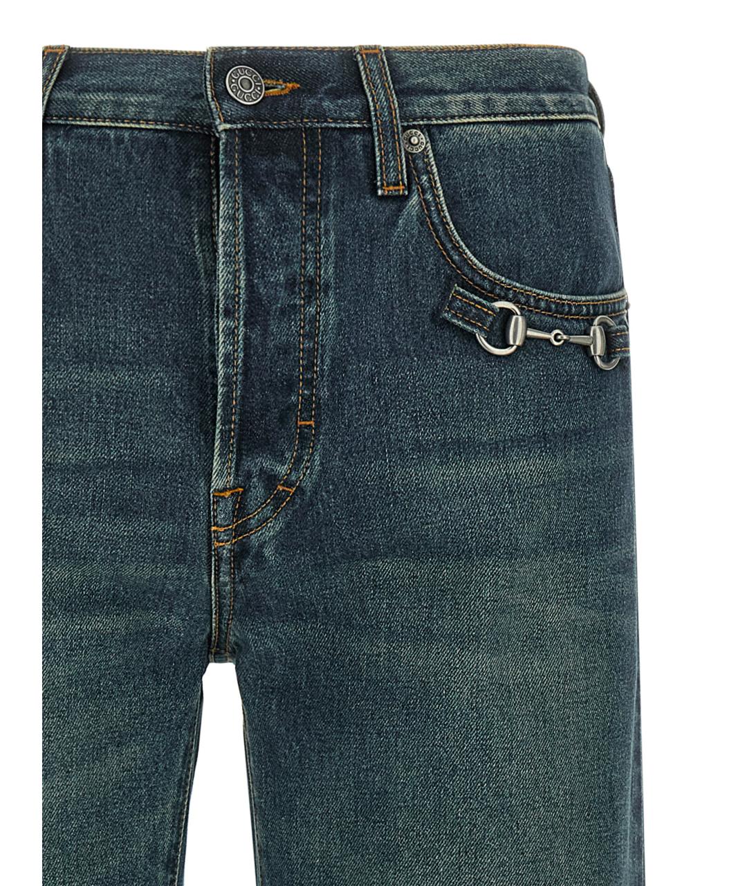 GUCCI Синие хлопковые прямые джинсы, фото 3