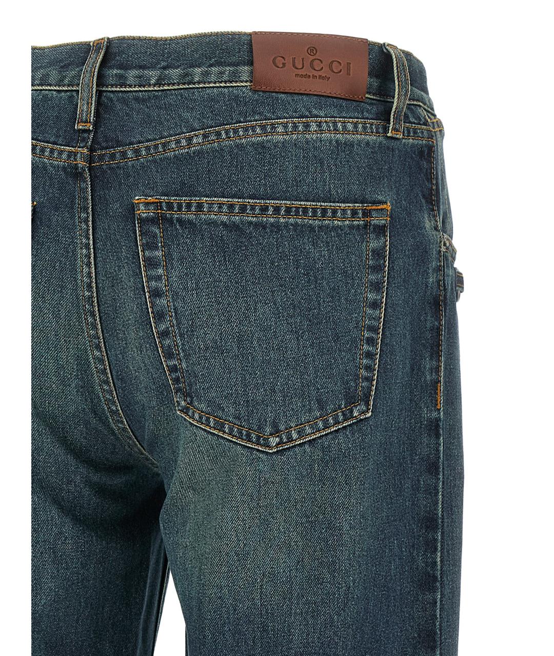 GUCCI Синие хлопковые прямые джинсы, фото 4