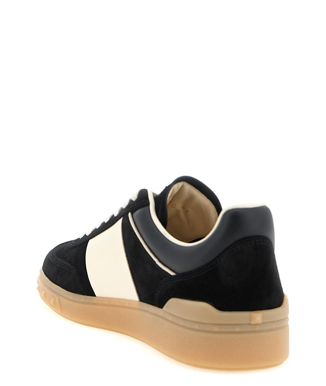 VALENTINO Черные кожаные низкие кроссовки / кеды, фото 3