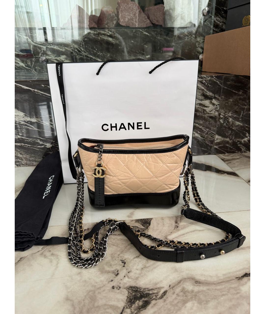 CHANEL Бежевая кожаная сумка через плечо, фото 2