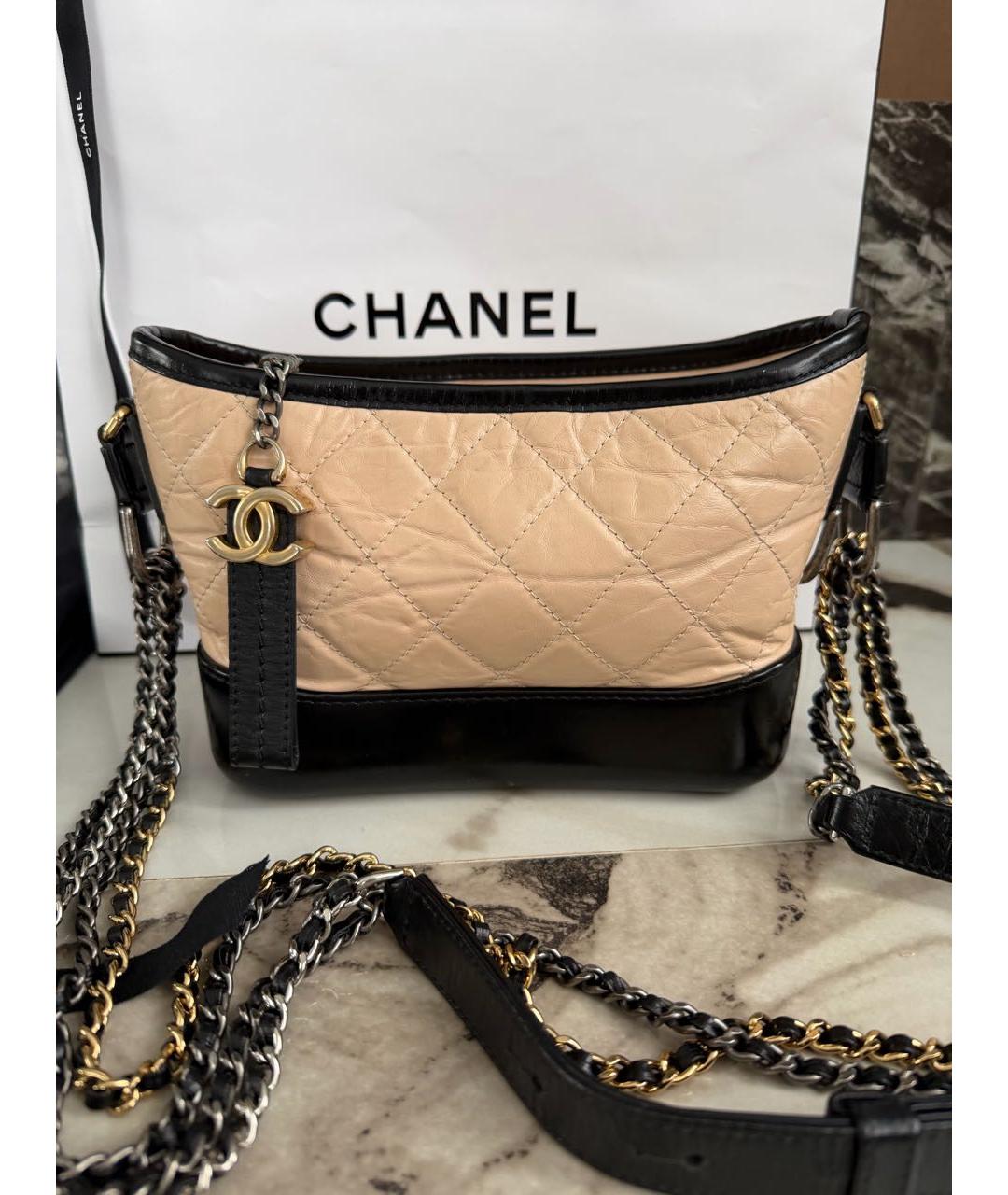 CHANEL Бежевая кожаная сумка через плечо, фото 3