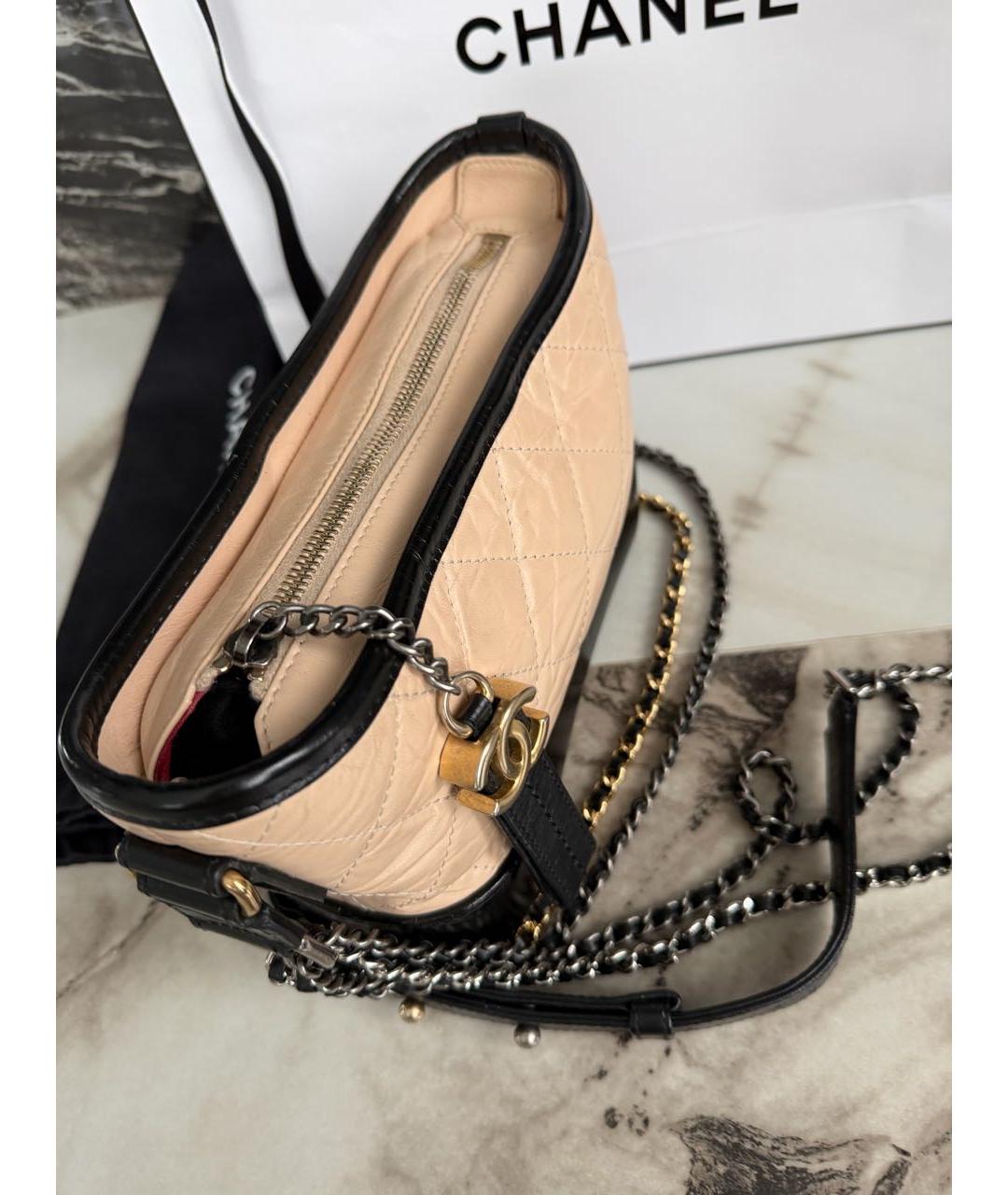 CHANEL Бежевая кожаная сумка через плечо, фото 6