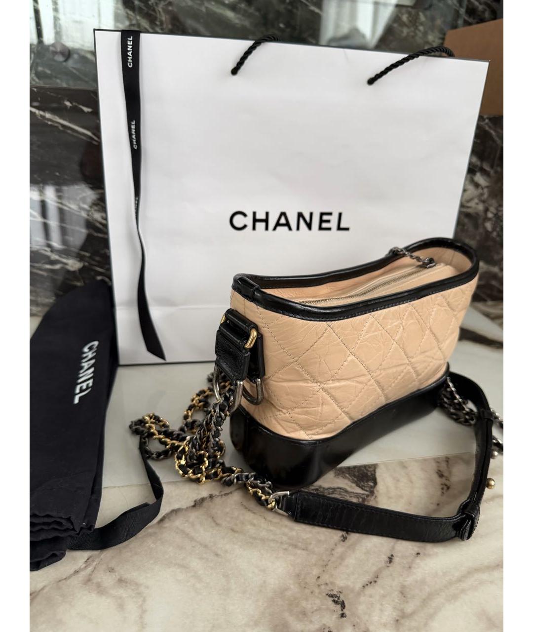 CHANEL Бежевая кожаная сумка через плечо, фото 4