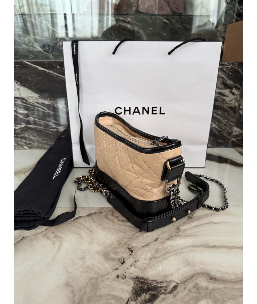 CHANEL Бежевая кожаная сумка через плечо, фото 5