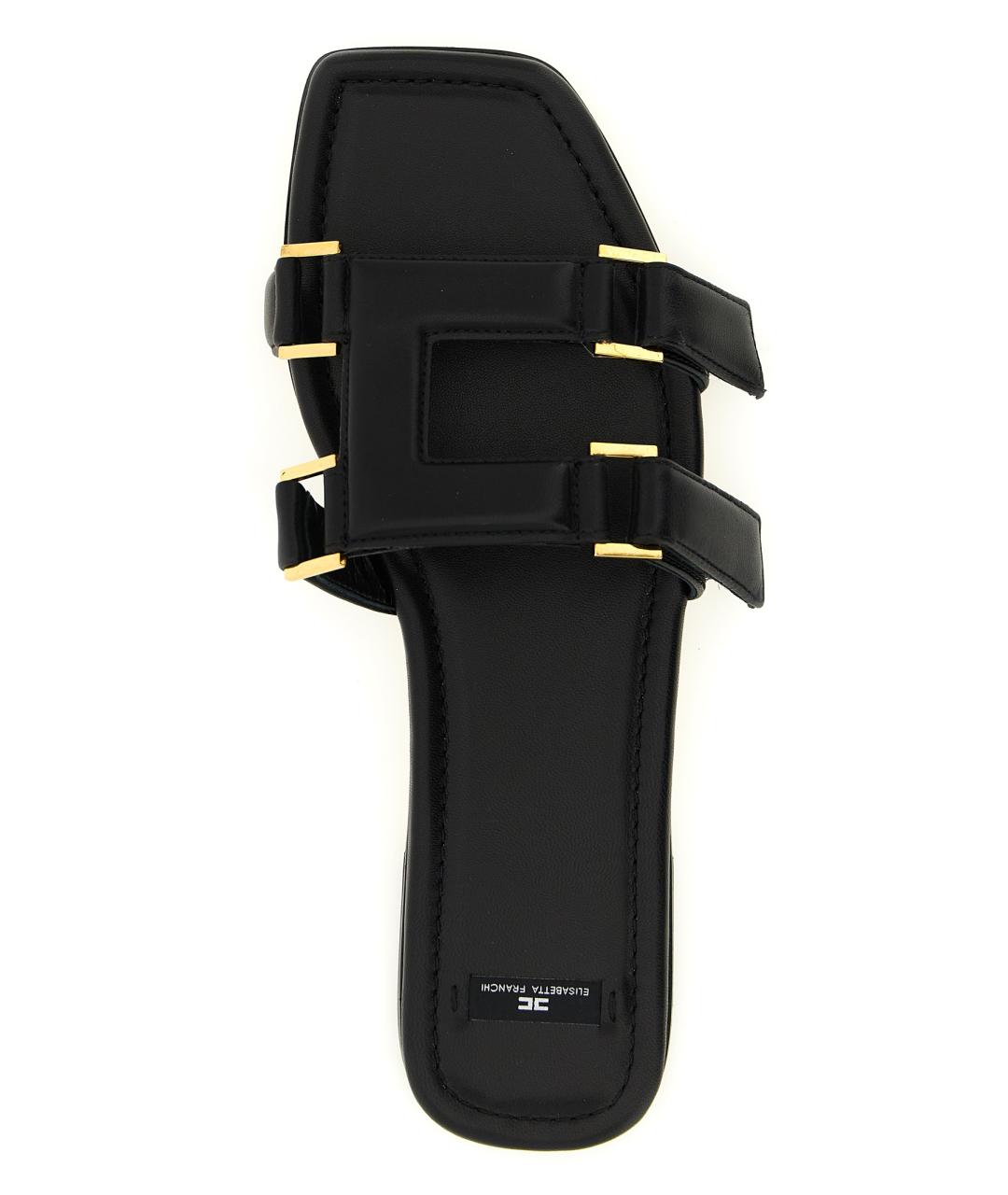 ELISABETTA FRANCHI Черные кожаные шлепанцы, фото 4