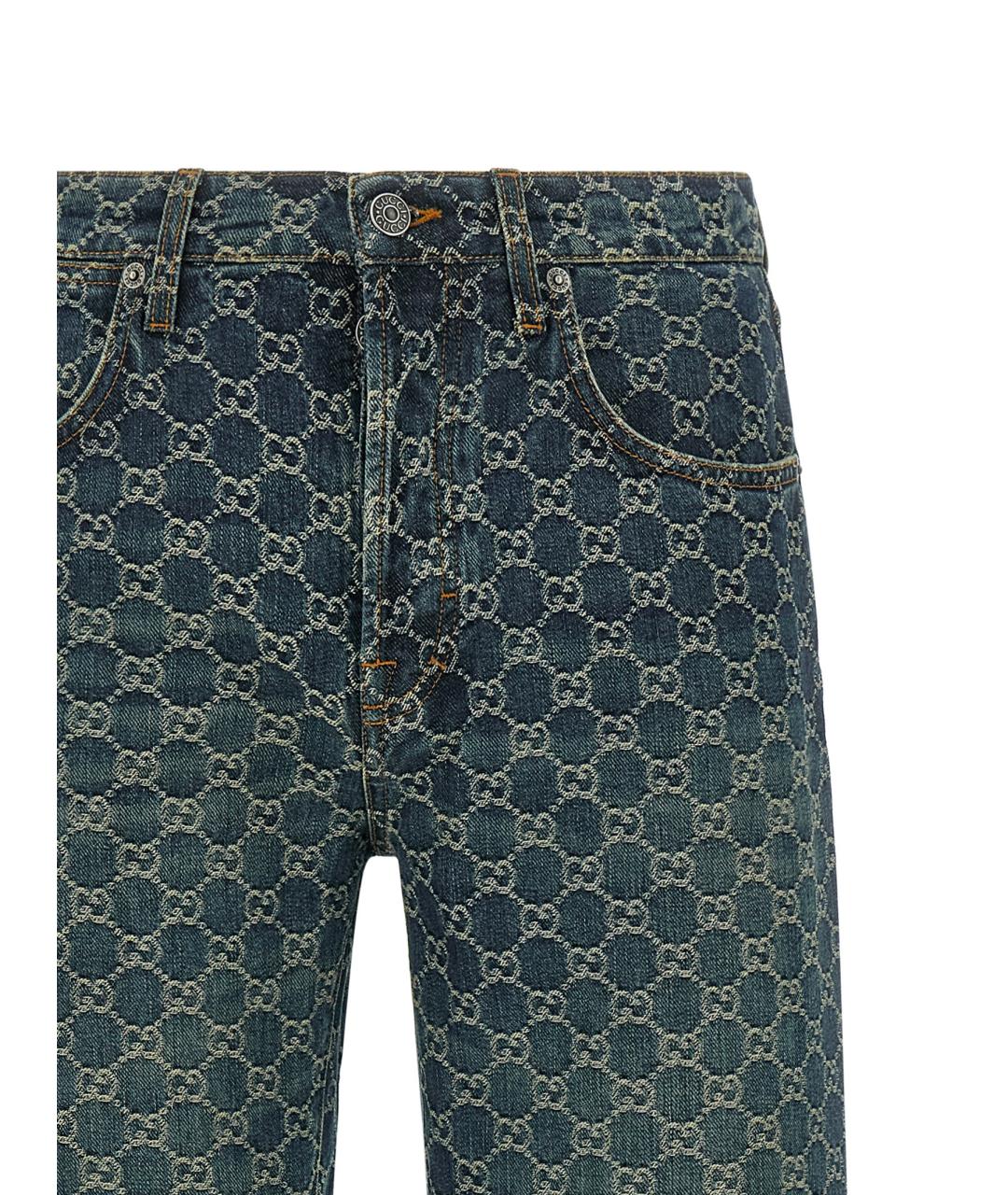 GUCCI Синие хлопковые прямые джинсы, фото 3
