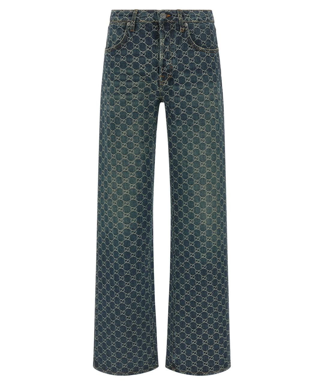 GUCCI Синие хлопковые прямые джинсы, фото 1