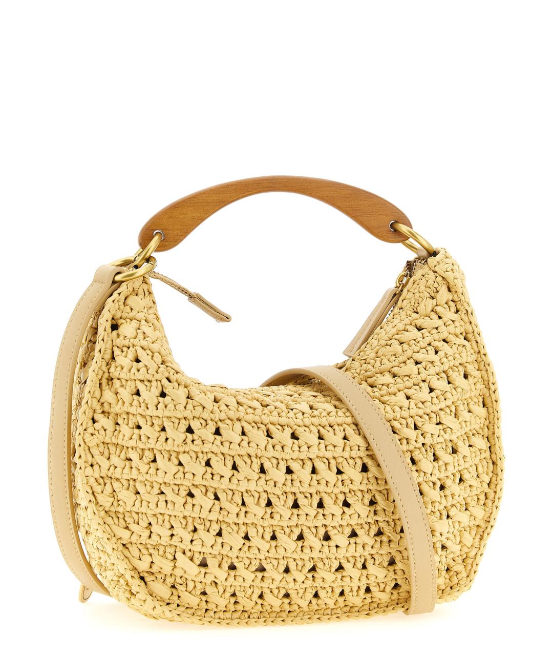 TWIN-SET Бежевая пелетеная сумка с короткими ручками, фото 2