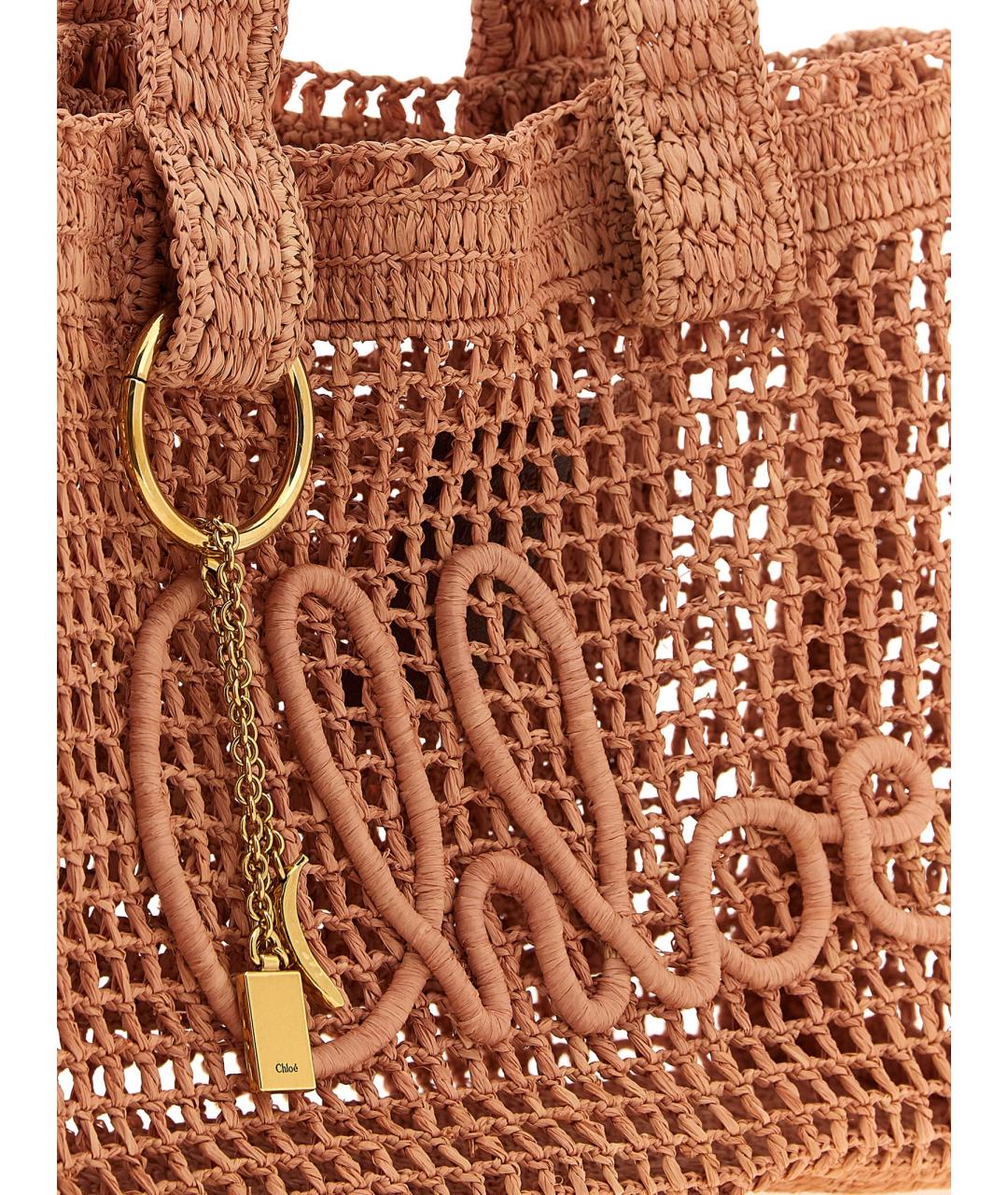 CHLOE Розовая пелетеная сумка тоут, фото 3