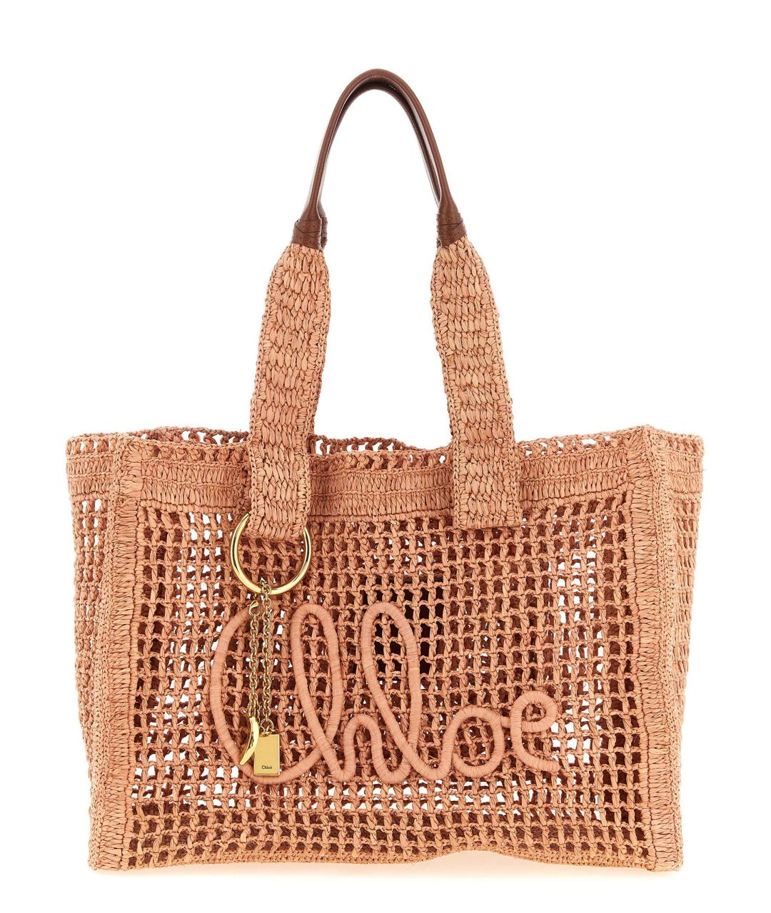 CHLOE Розовая пелетеная сумка тоут, фото 1