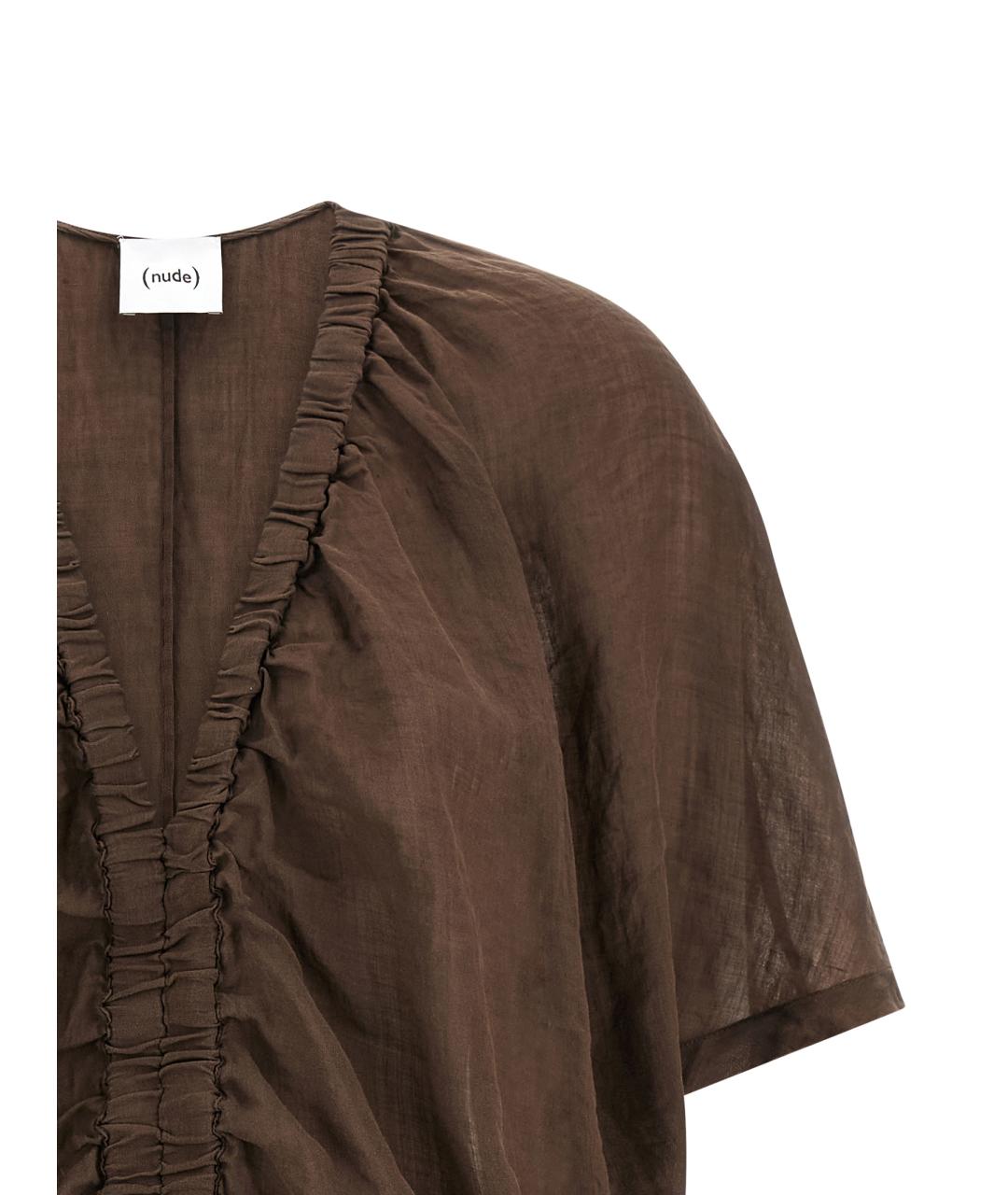 NUDE Коричневая льняная блузы, фото 3