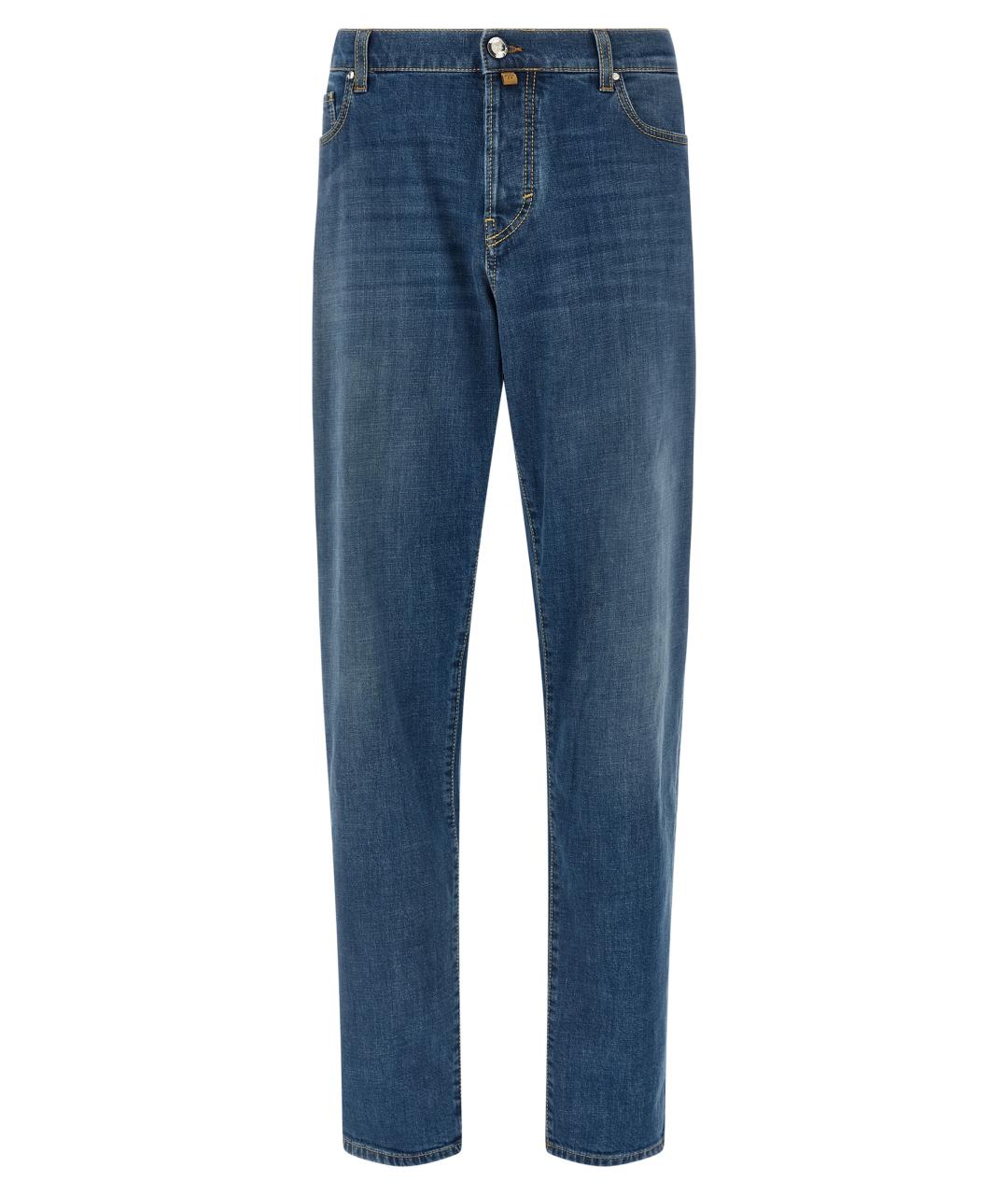JACOB COHEN Синие хлопковые прямые джинсы, фото 1