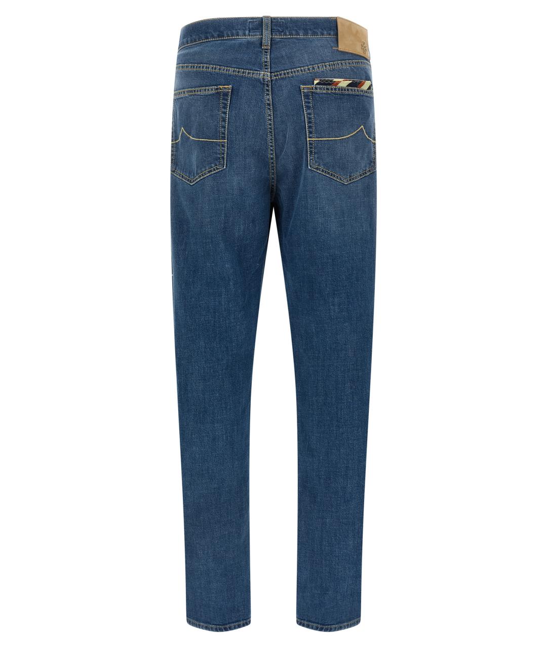 JACOB COHEN Синие хлопковые прямые джинсы, фото 2