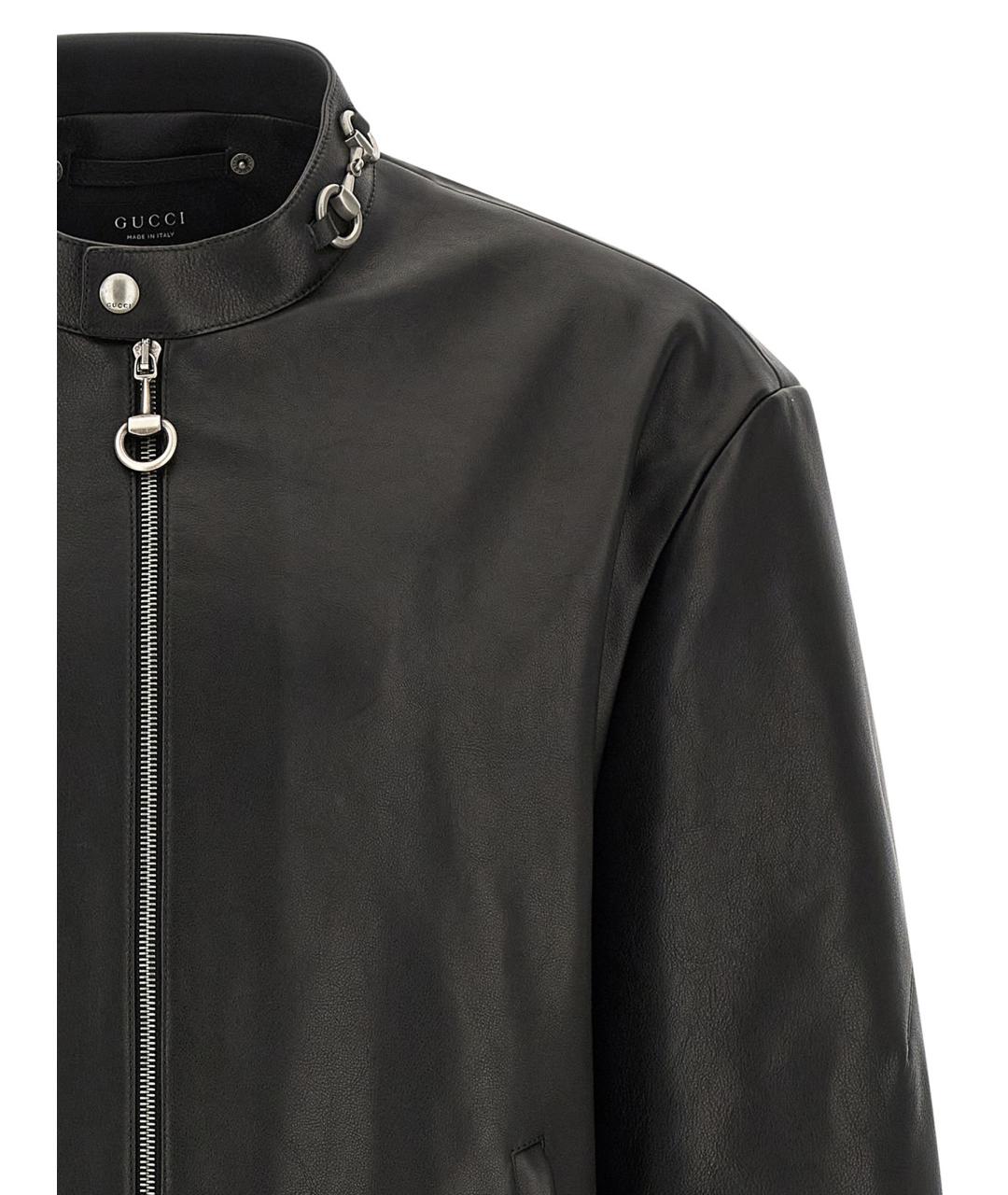 GUCCI Черная кожаная куртка, фото 3