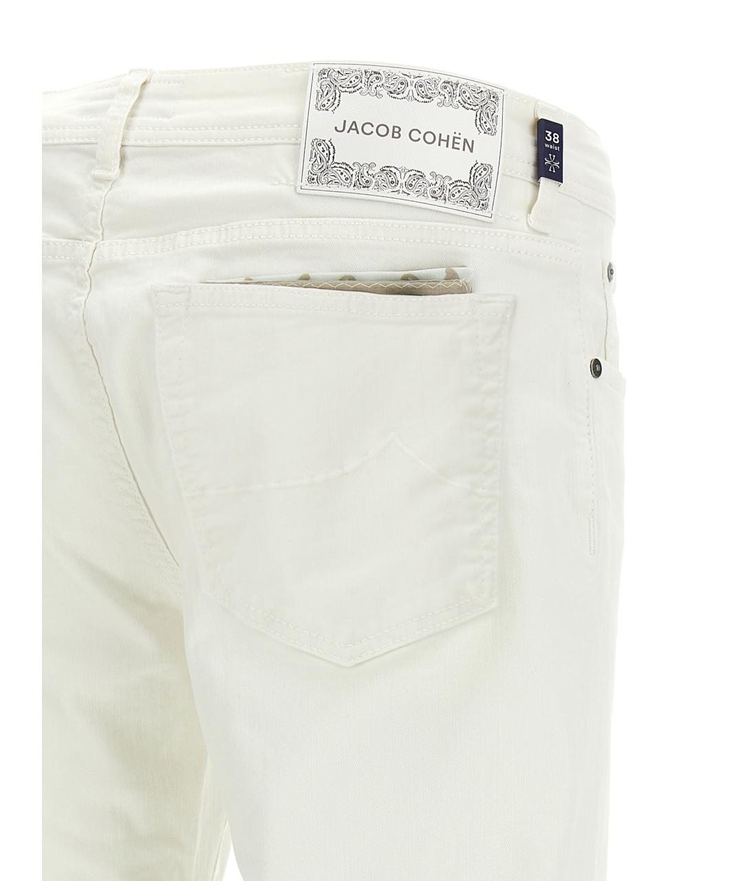 JACOB COHEN Белые хлопковые прямые джинсы, фото 4