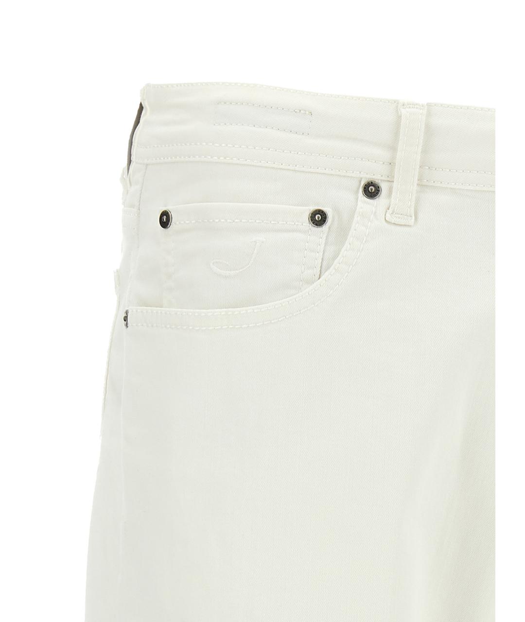 JACOB COHEN Белые хлопковые прямые джинсы, фото 5