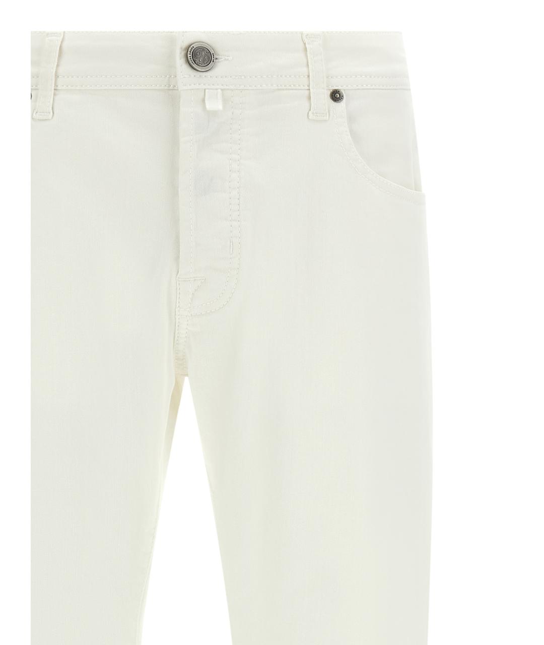JACOB COHEN Белые хлопковые прямые джинсы, фото 3