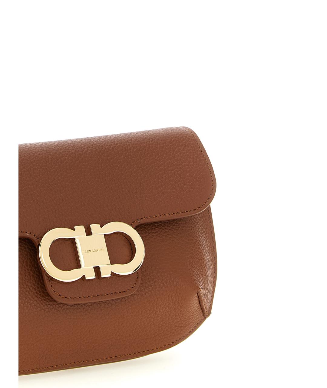 FERRAGAMO Коричневая кожаная сумка через плечо, фото 3