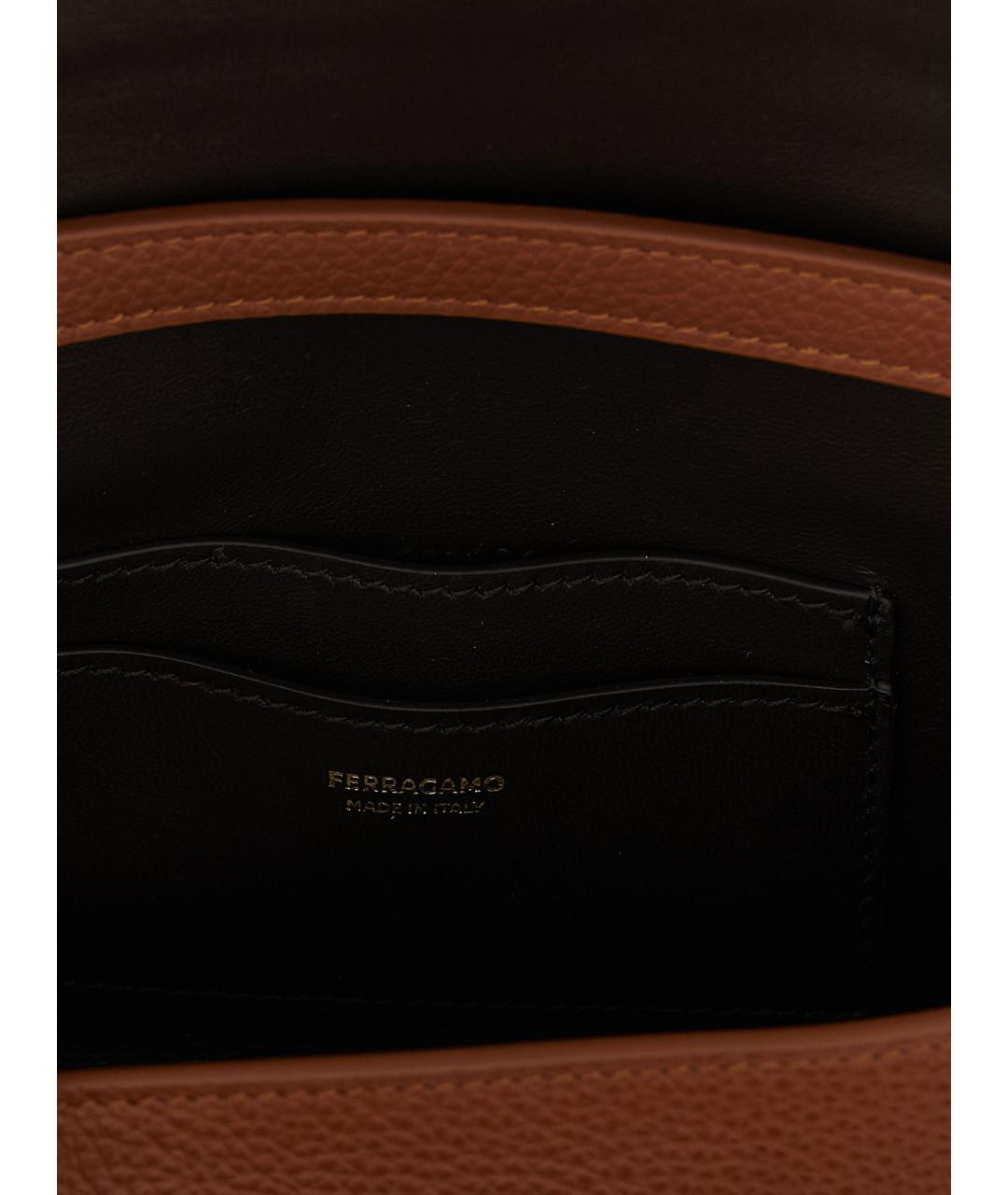 FERRAGAMO Коричневая кожаная сумка через плечо, фото 4