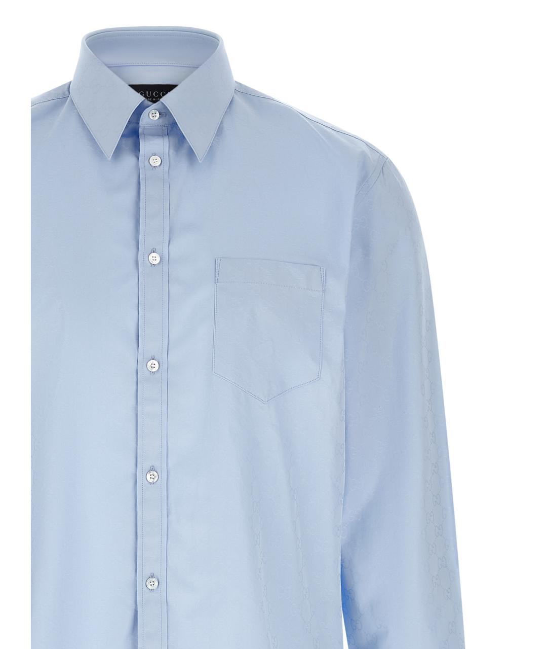 GUCCI Голубая хлопковая кэжуал рубашка, фото 3