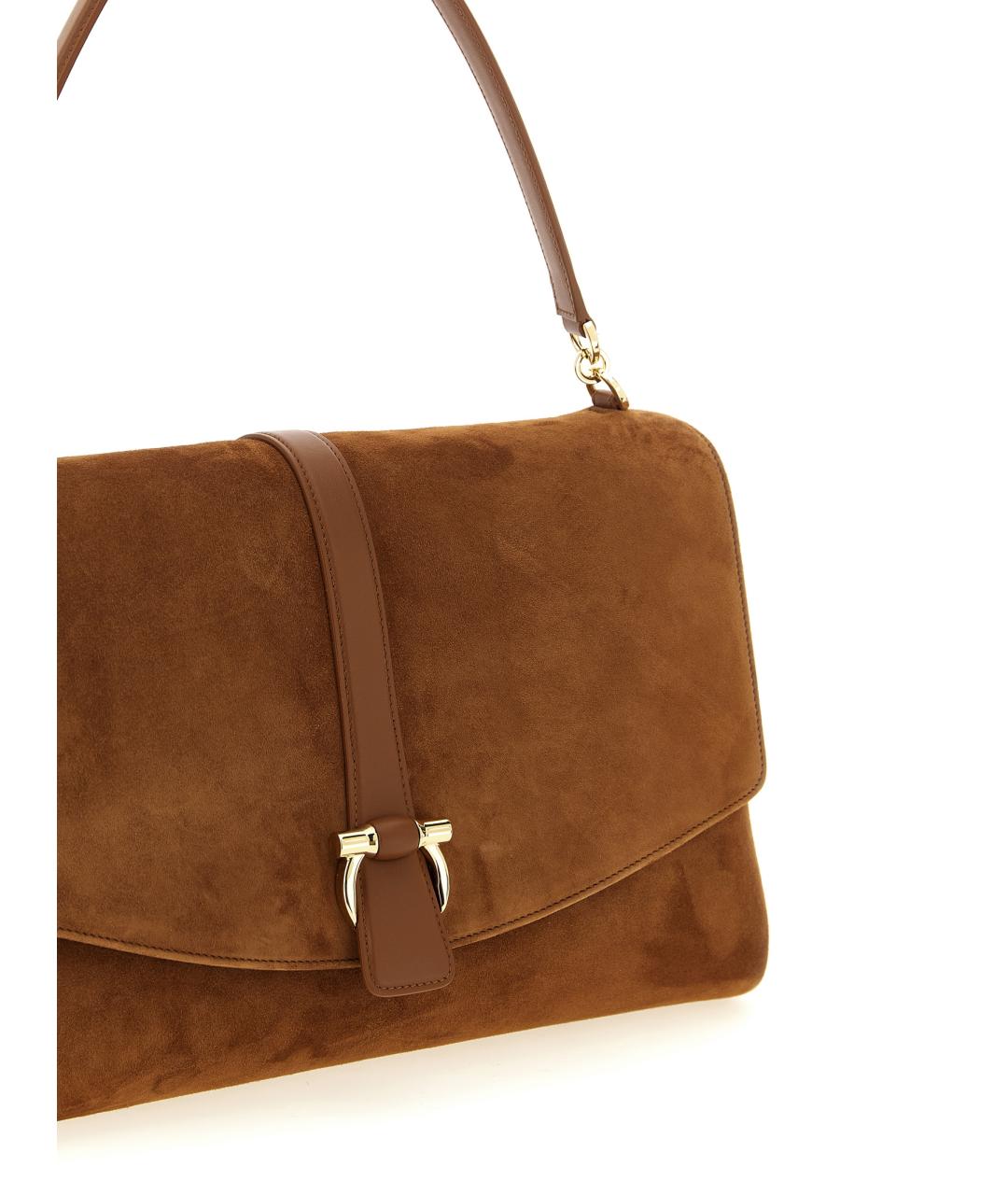 FERRAGAMO Коричневая замшевая сумка через плечо, фото 3