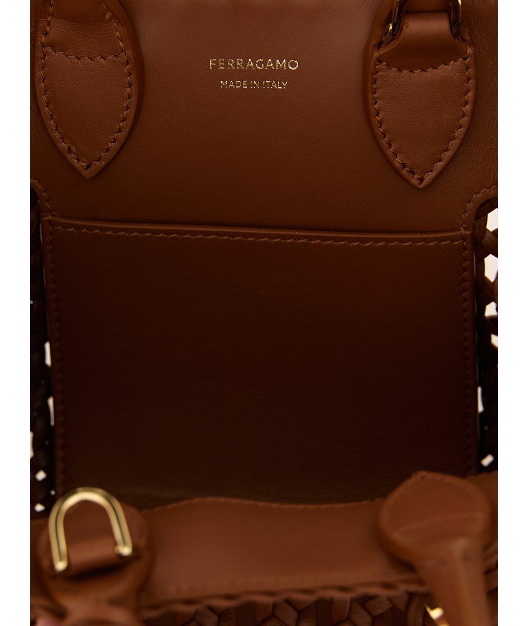 FERRAGAMO Коричневая кожаная сумка тоут, фото 4