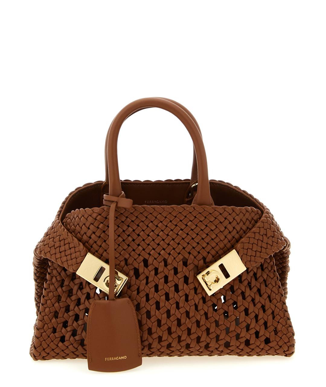 FERRAGAMO Коричневая кожаная сумка тоут, фото 1