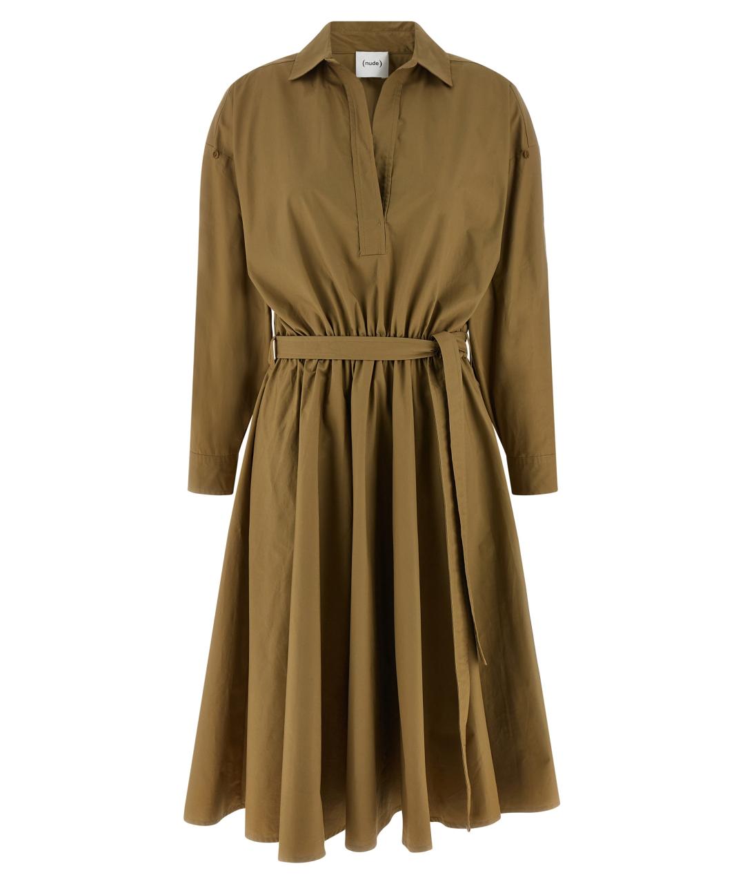 NUDE Зеленые хлопковое повседневное платье, фото 2