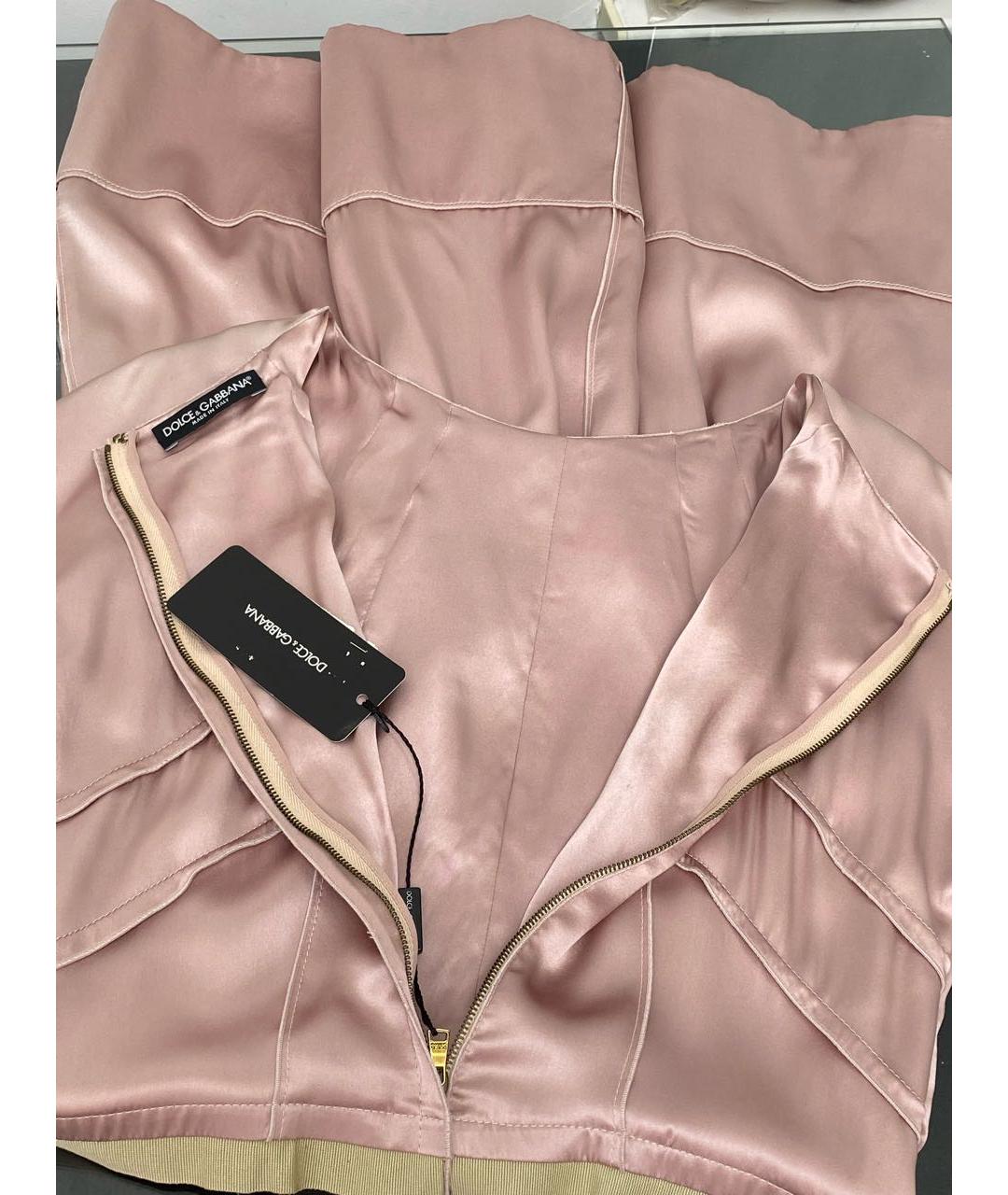 DOLCE&GABBANA Розовое шелковое коктейльное платье, фото 3