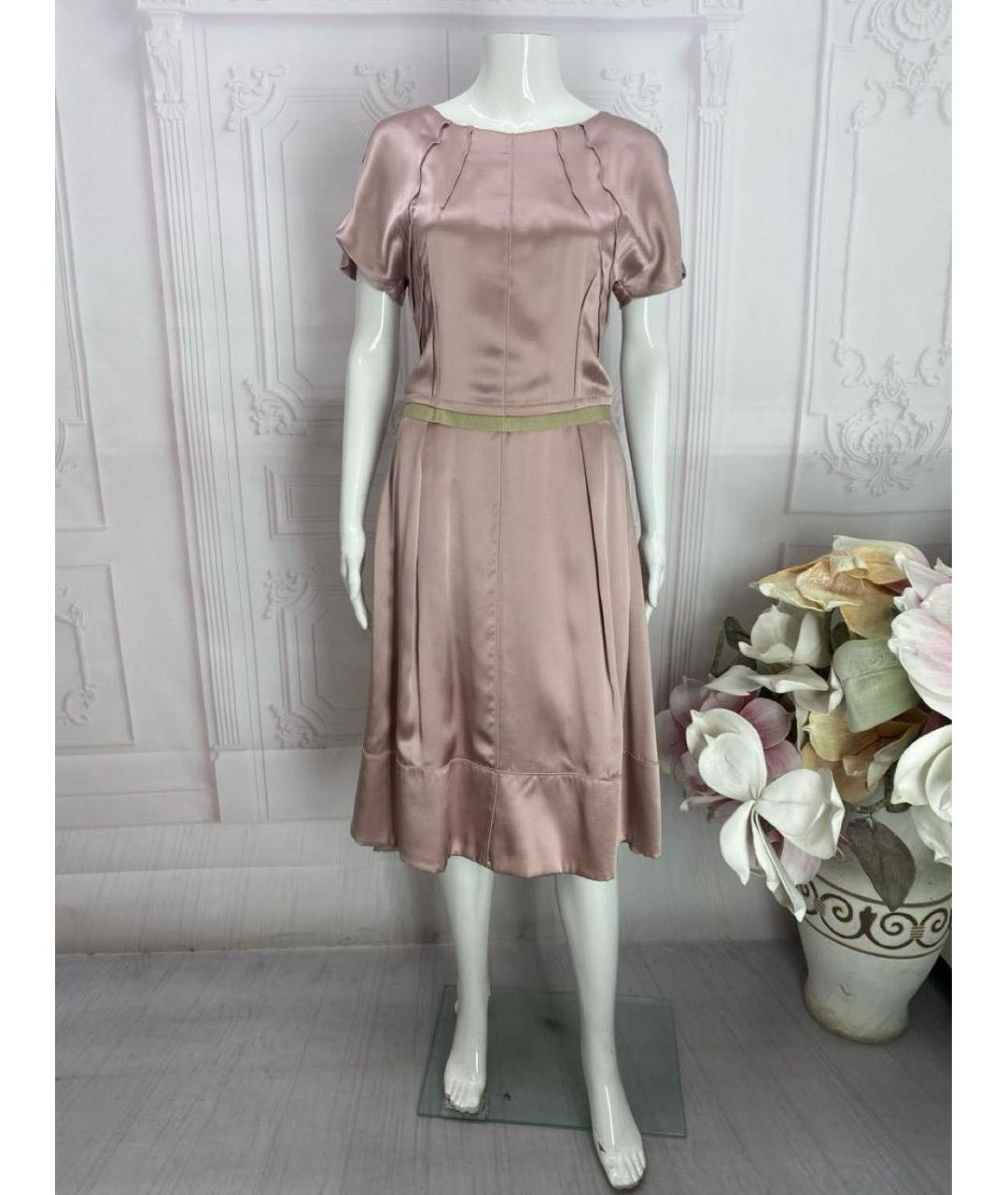 DOLCE&GABBANA Розовое шелковое коктейльное платье, фото 5
