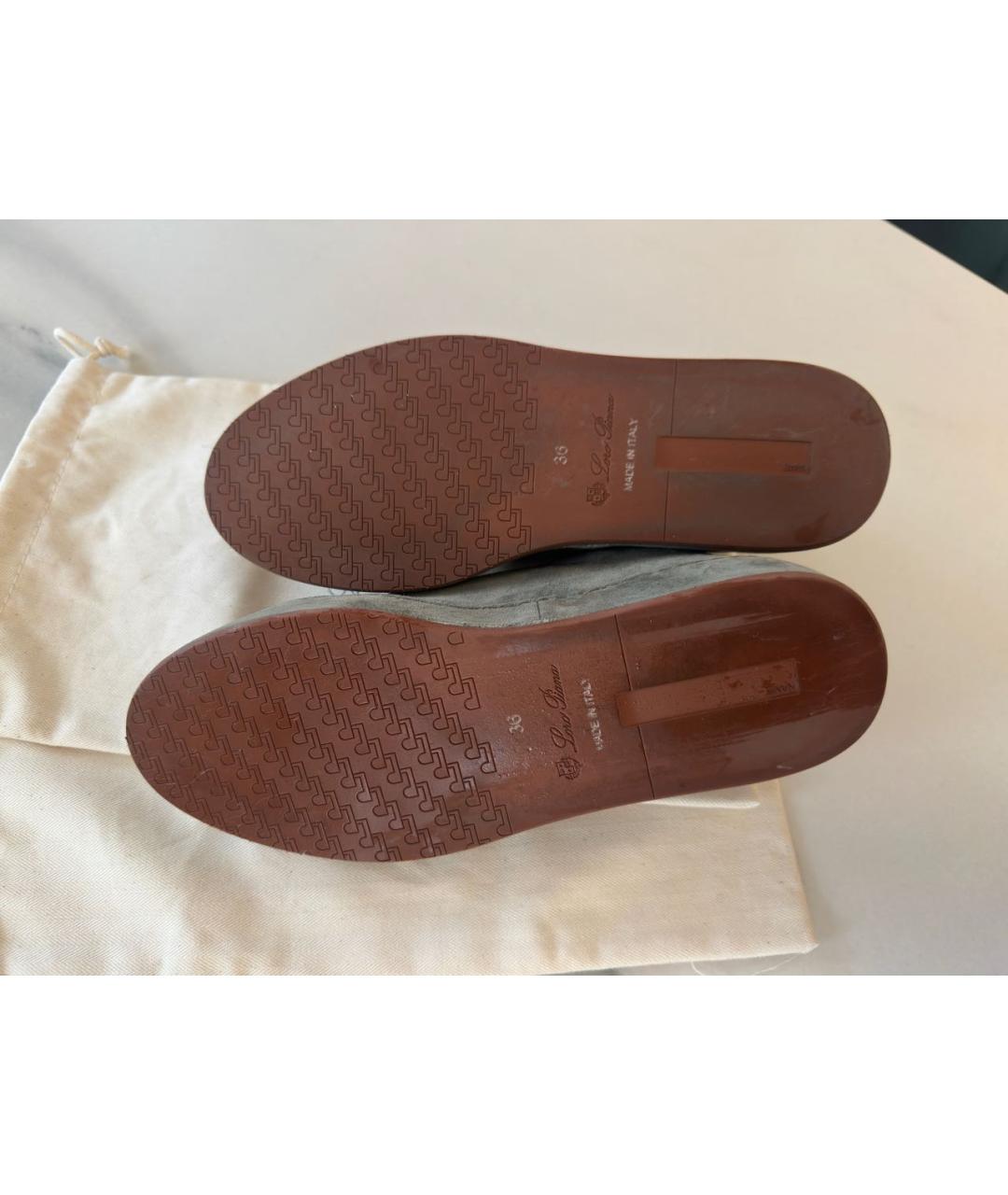 LORO PIANA Серые замшевые кеды, фото 6