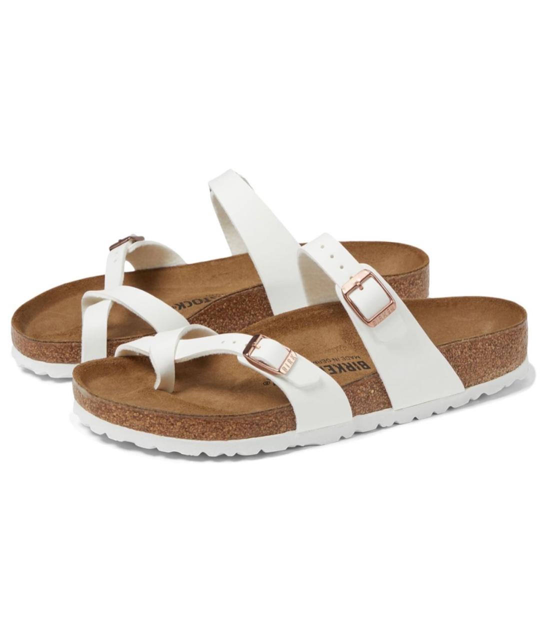 BIRKENSTOCK Белые кожаные шлепанцы, фото 3