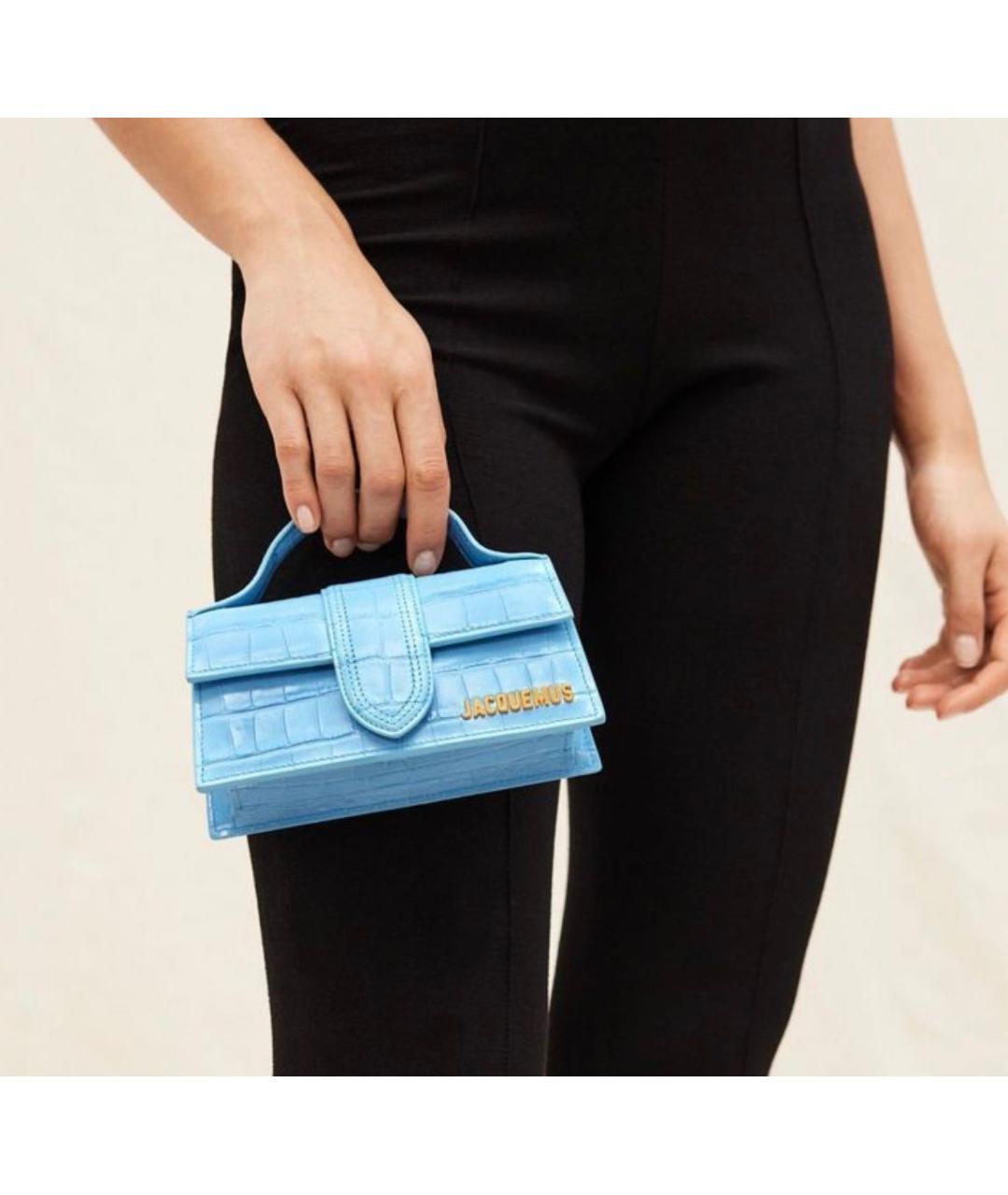 JACQUEMUS Голубая кожаная сумка с короткими ручками, фото 7