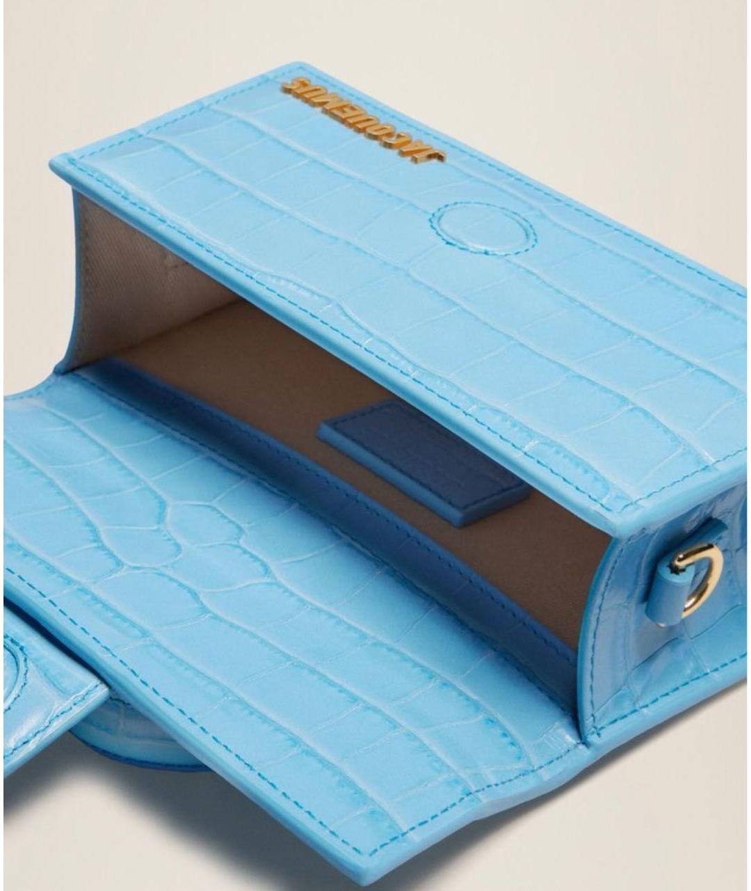 JACQUEMUS Голубая кожаная сумка с короткими ручками, фото 5