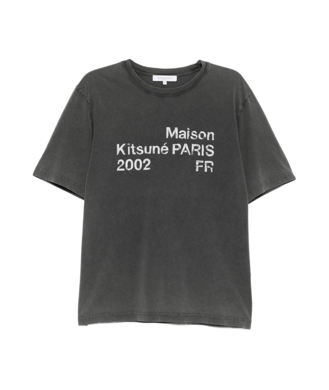 MAISON KITSUNE Серая хлопковая футболка, фото 1