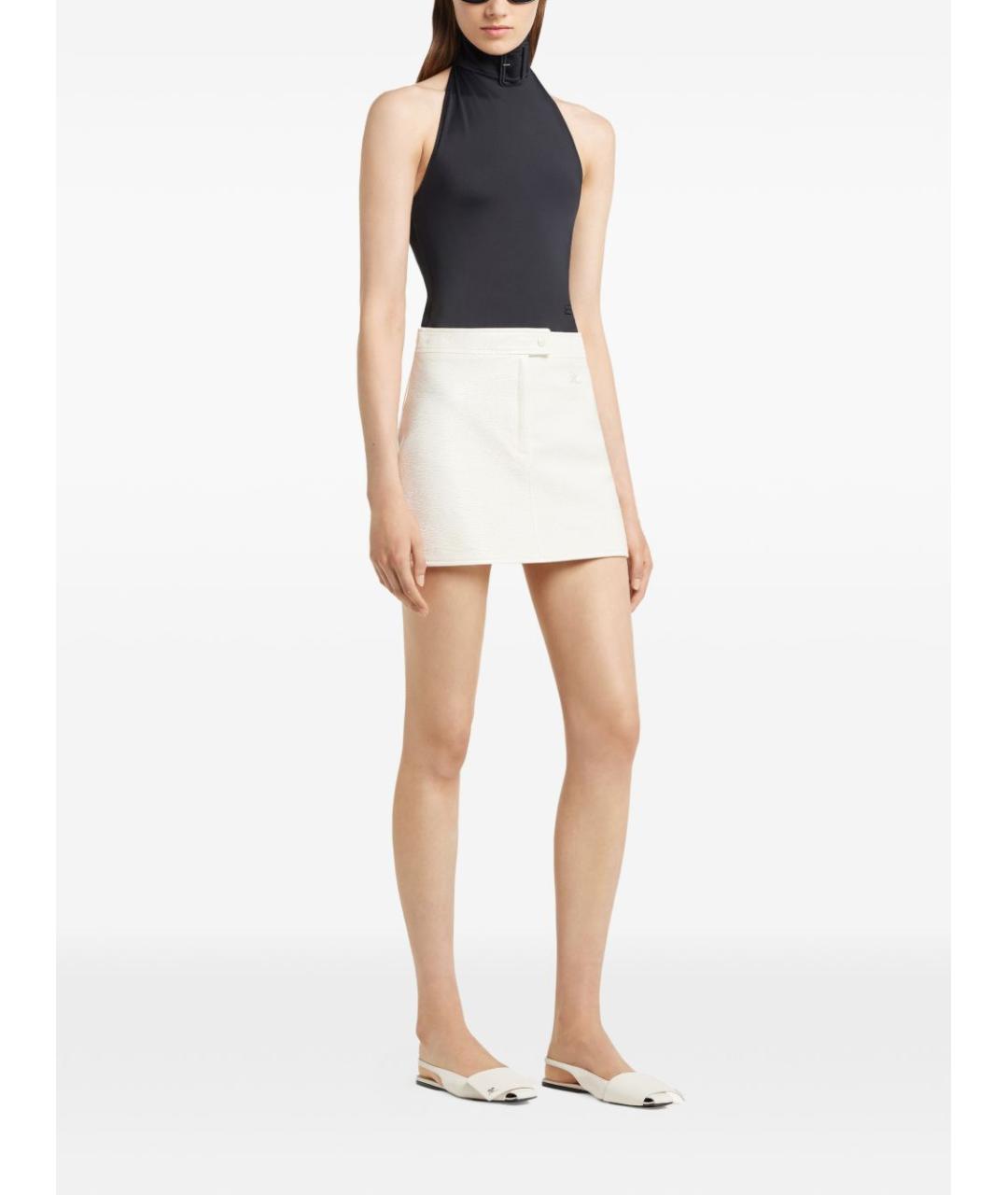 COURREGES Белая хлопковая юбка мини, фото 4