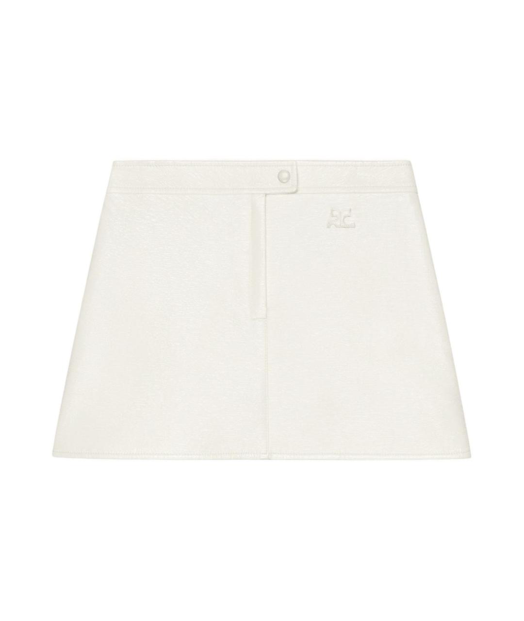 COURREGES Белая хлопковая юбка мини, фото 1