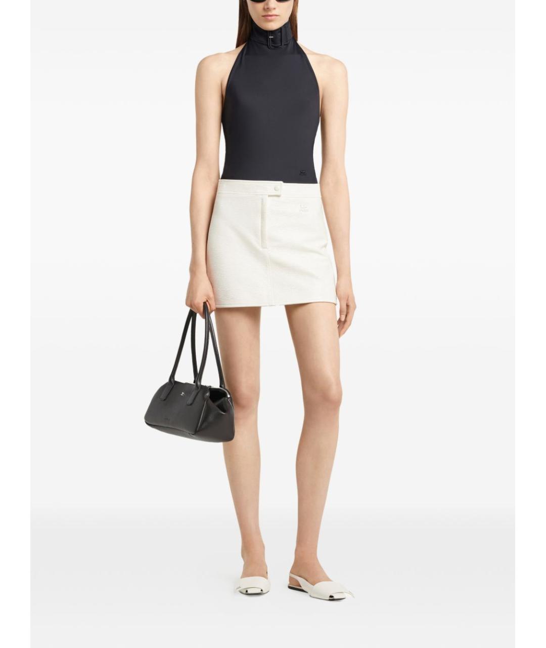 COURREGES Белая хлопковая юбка мини, фото 2