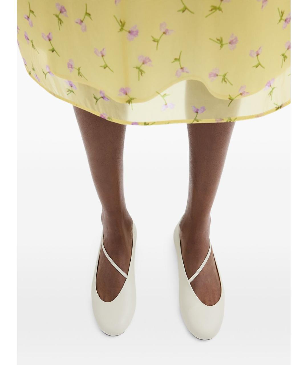 JIL SANDER Белые кожаные балетки, фото 3