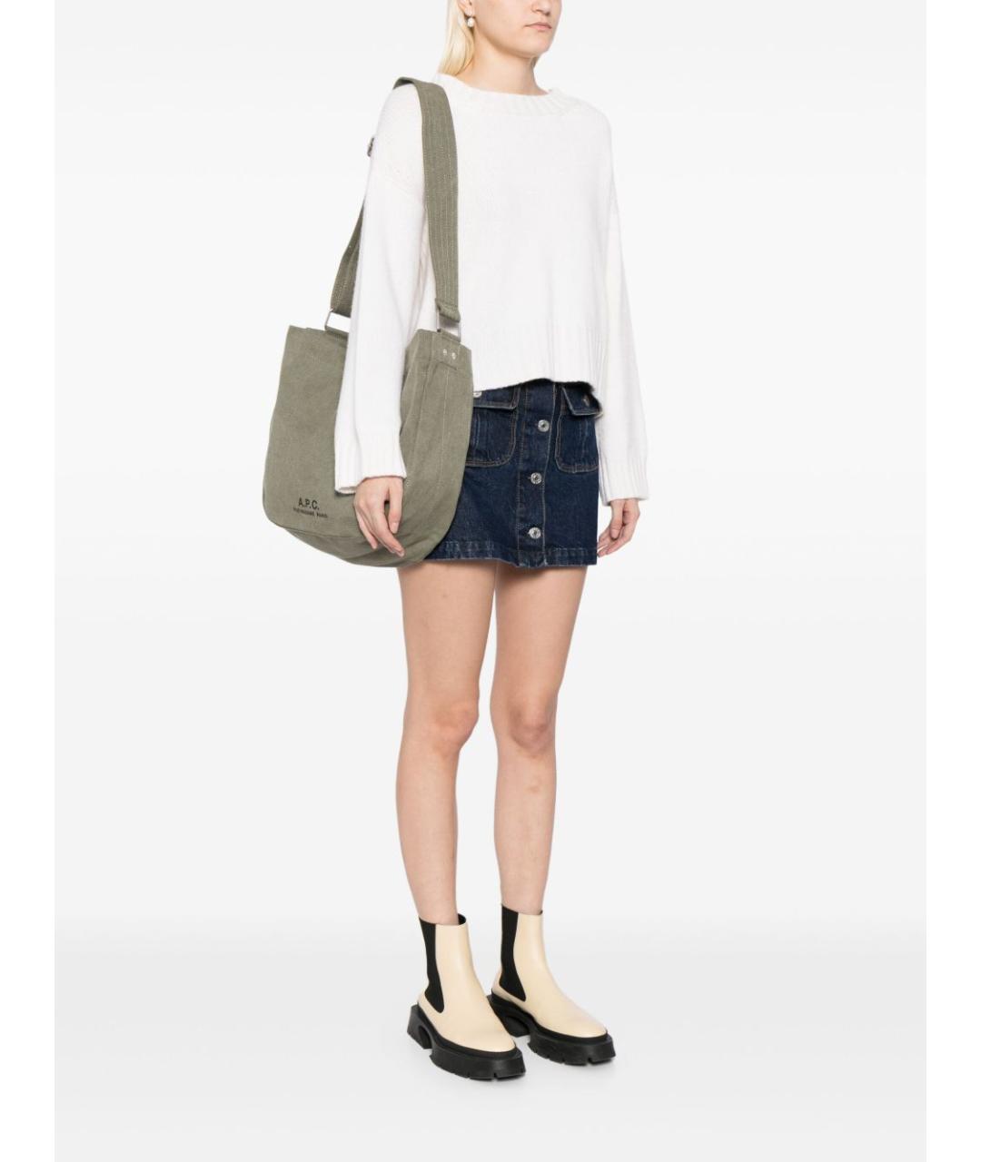 A.P.C. Хаки хлопковая сумка тоут, фото 5