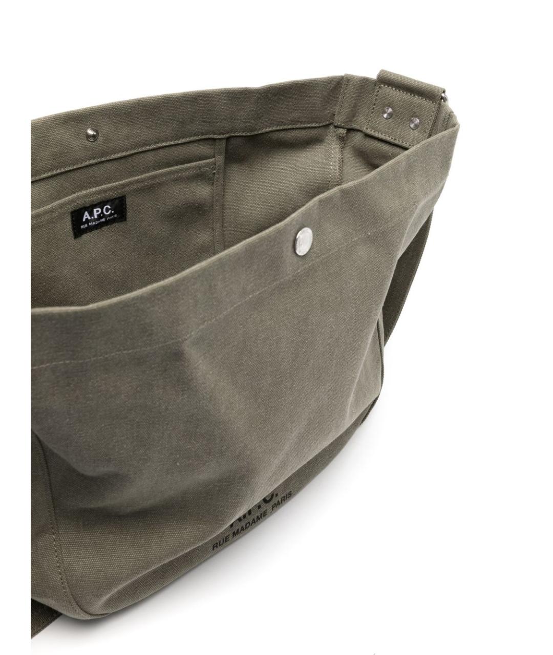 A.P.C. Хаки хлопковая сумка тоут, фото 2