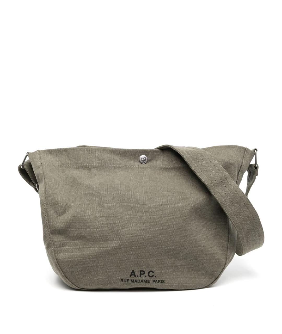 A.P.C. Хаки хлопковая сумка тоут, фото 1