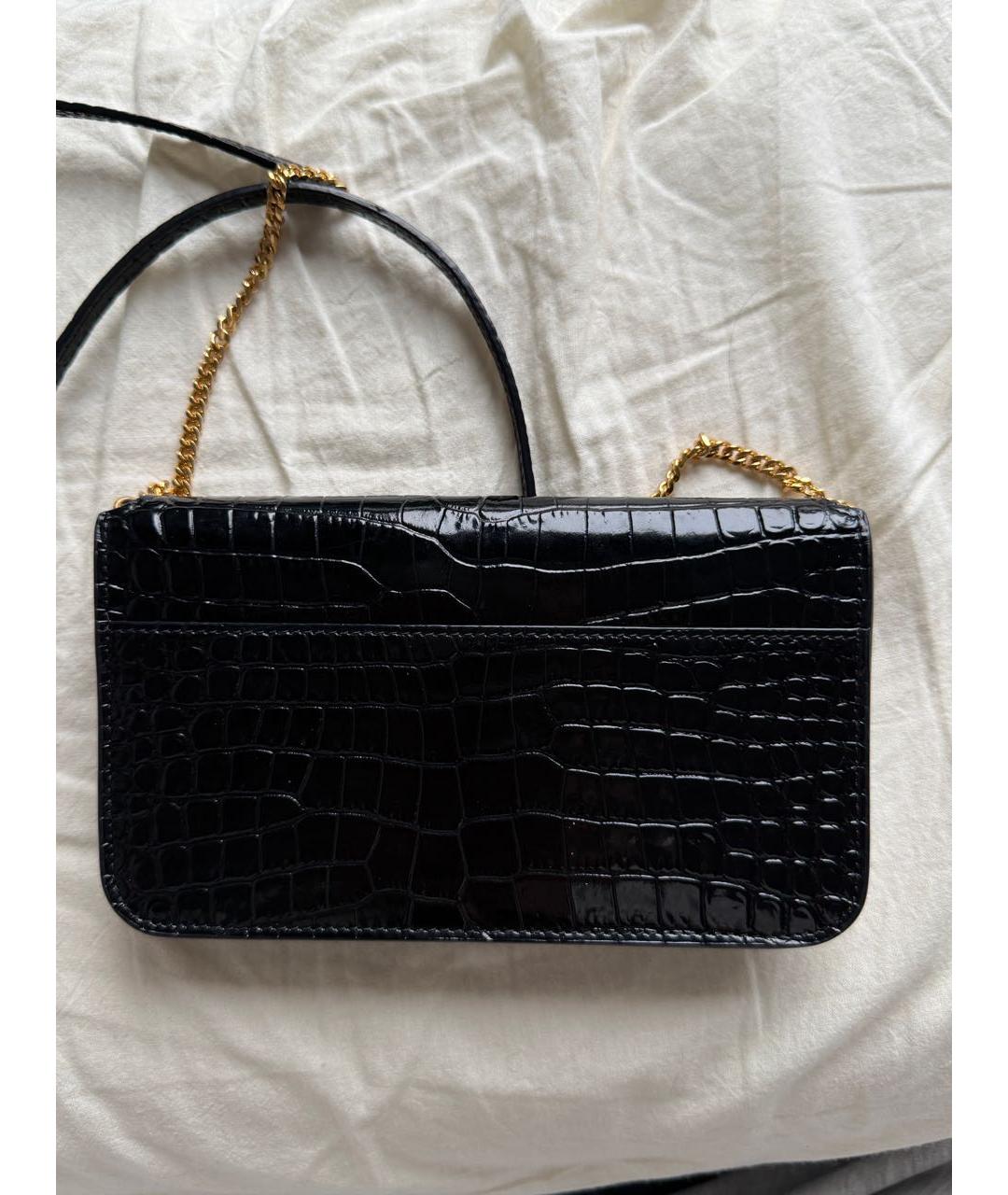 SAINT LAURENT Черная сумка через плечо из лакированной кожи, фото 3