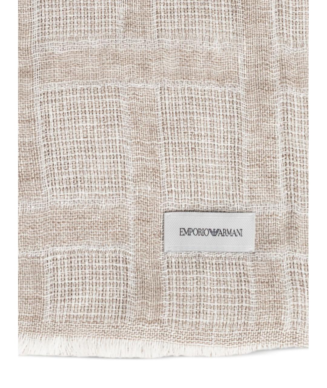 EMPORIO ARMANI Бежевый льняной шарф, фото 1