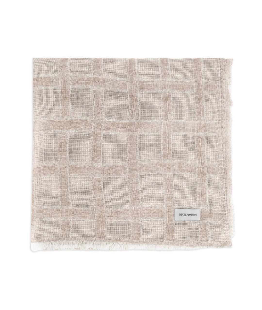 EMPORIO ARMANI Бежевый льняной шарф, фото 4