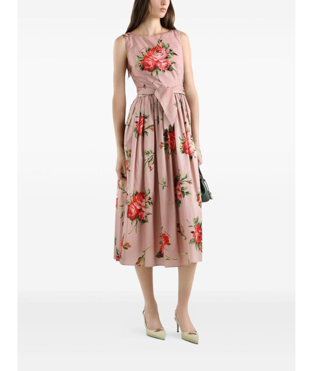 DOLCE&GABBANA Розовое хлопковое платье, фото 2